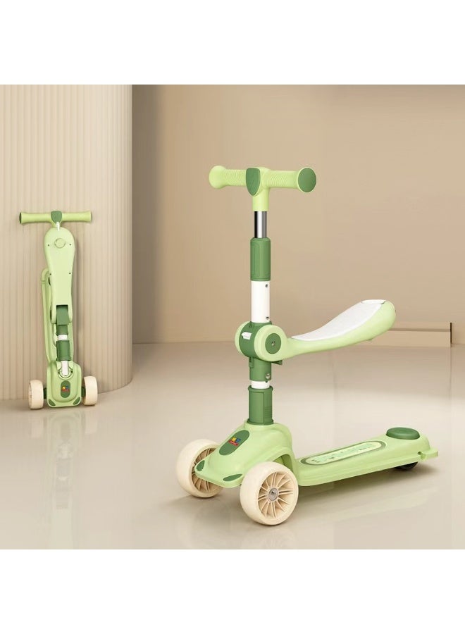 Mini Treasures Foldable Baby Scooter Kick Scooter for Kids Adjustable 3 Wheel Scooter with LED Light Wheels and Detachable Seat Toddler Travel Scooter with Widened Non-Slip Deck - Image 2